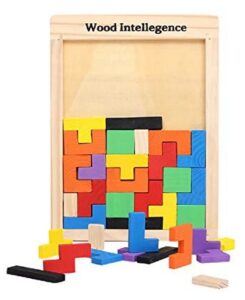 Zoostliss Early Education Colorful Wooden Tangram Brain Tetris Block Intelligence Puzzle for Preschool Children Playing