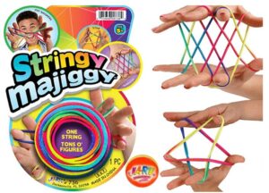 JA-RU Cats Cradle String Game Fingers Fun with 1 Collectable Bouncy Ball Family Hand Games for Kids. Finger Rope Toy. 736-1slp